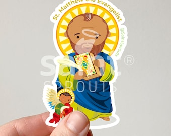 St. Matthew Sticker – Catholic Saint for Writers, Accountants & Converts | Apostle of Jesus Sticker | Male Saints | Evangelist Sticker