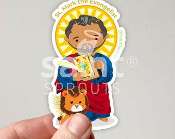 St. Mark the Evangelist Sticker | Catholic Gospel Writer & Patron of Writers, Notaries, and Lawyers | Lion Symbol | Catholic Gift Sticker