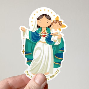 Our Lady of the Rosary Sticker | Battle of Lepanto Victory | Catholic Marian Devotion | Waterproof Vinyl Decal | Religious Prayer Gift