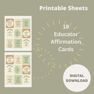 Educator Affirmationskarten Deck, Druckbare Affirmationskarten für Lehrer, digitales Kartendeck