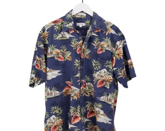 Pierre Cardin Vintage Men’s Blue Tropical Hawaiian Shirt