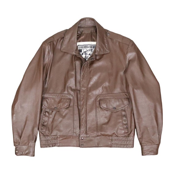 Tailwinds Brown Leather Bomber Jacket - image 1
