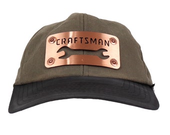 Craftsman Vintage Hat USA Green Metal Plate SnapBack