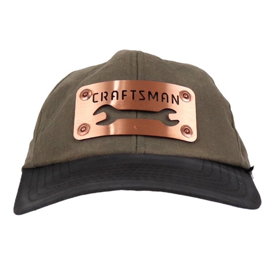 Craftsman Vintage Hat USA Green Metal Plate SnapB… - image 1