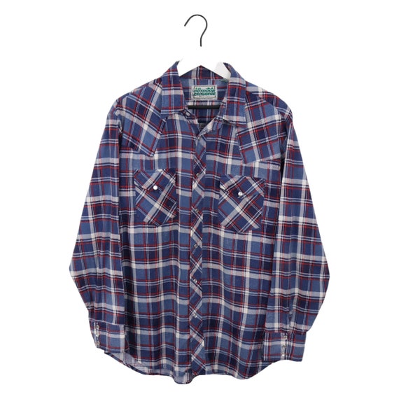 Vintage Outdoor Exchange Men’s Pearl Snap Plaid Fl