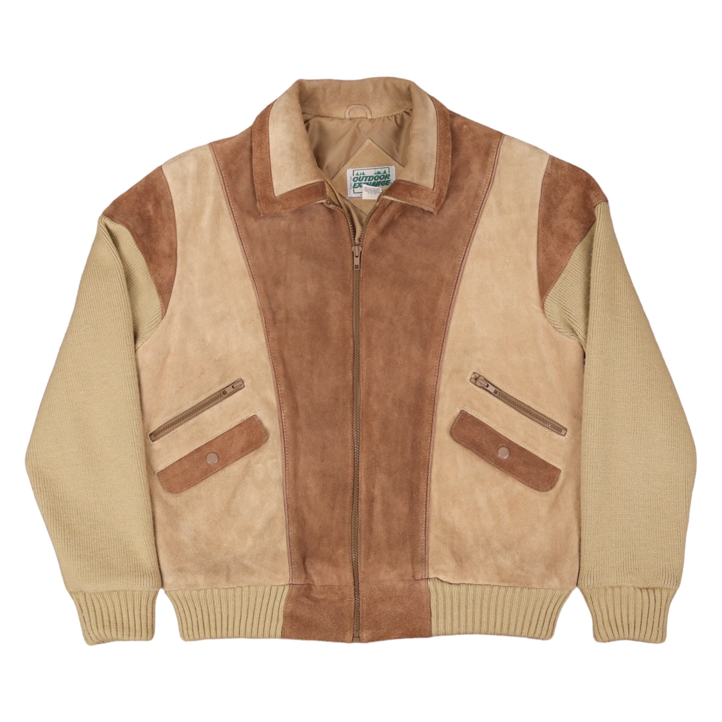 Vintage 90s Outdoor Exchange Suede Leather Bomber Jacket Sweater  