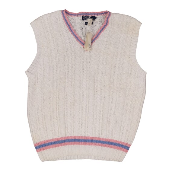 RALPH LAUREN Pink 100% Lambswool Vintage Knit Sweater Vest Womens M