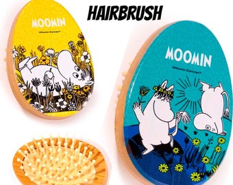 The Moomin Moomins Natural Bamboo Hairbrush Hair Brush Compact Travel Pocket eco-friendly Beauty Accessory Wooden Wood Gift Cute Style