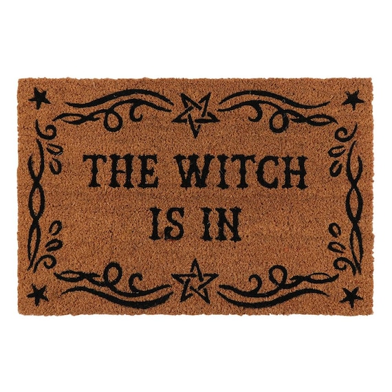 Natural The Witch Is In Doormat Door Mat Garden Dark Pentagram Star Goth Gothic Witches Mystical Welcome Porch Entrance Dungeon lair 40x60cm