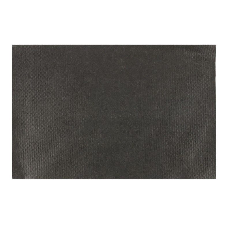 May include: A rectangular, dark gray fabric sheet. The material has a subtle, textured pattern. The sheet is likely used for crafting, sewing, or as a protective covering. The color is a solid, neutral tone.
