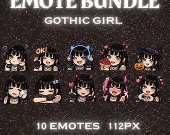 Gothic Girl Emotes Bundle | 10 E-Girl Streamer Pack (Digital Download)