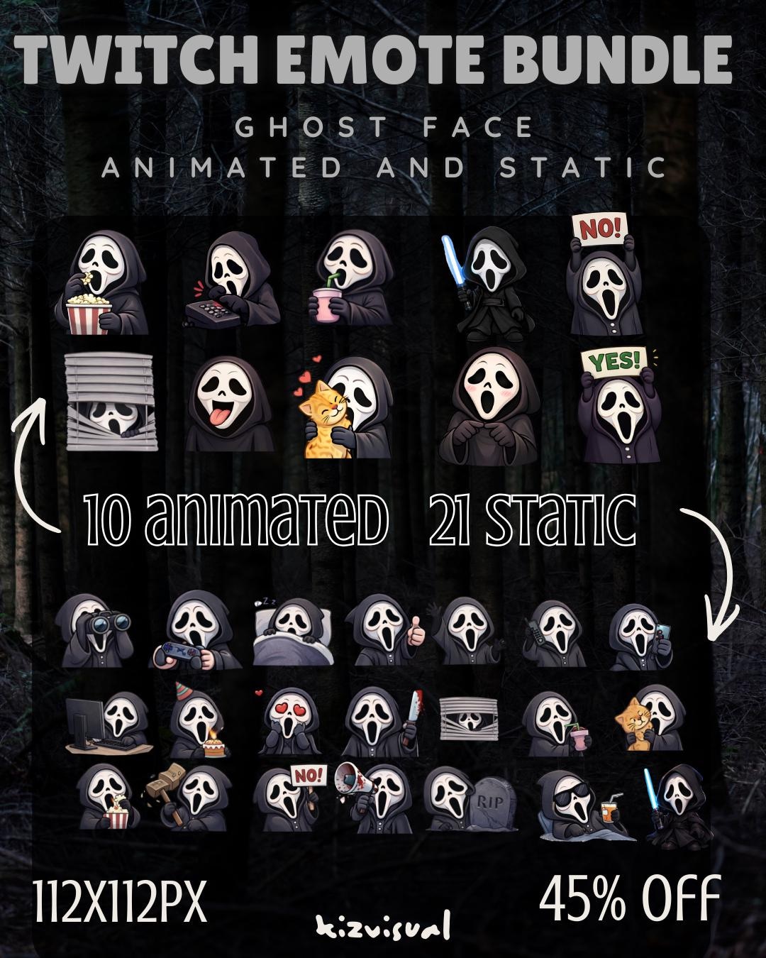 Horror Mask Emote Bundle | Animated Horror Stream Emotes (31 Pack) - Etsy