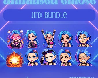 Animated Jinx Emotes Pack | Twitch Discord Streamer Bundle (Digital Download)