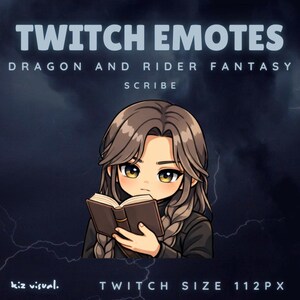 Dragon Rider Twitch Emote | Fantasy Scribe, Lightning Wielder (Digital Download)