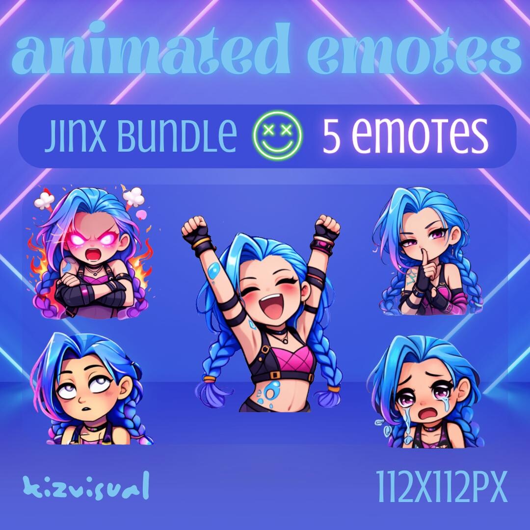Jinx Animated Emotes Pack | 5 Expressive Streamer Emotes (digital ...