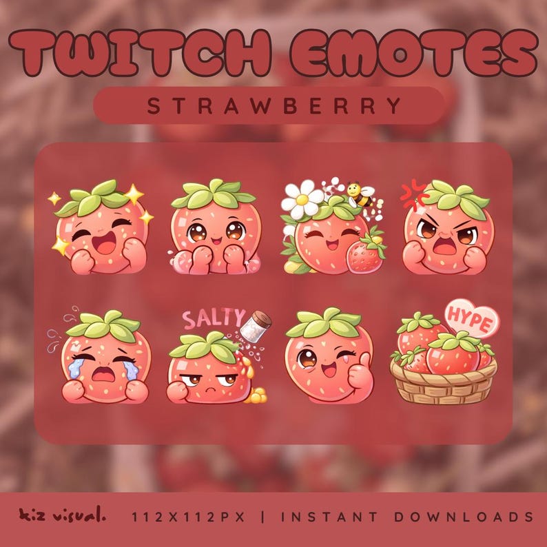 Strawberry Twitch Emotes - Etsy
