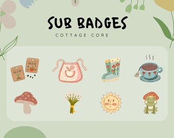 Odznaki subskrybentów Cottage Core Twitch | Twitch | Discord | Naklejki