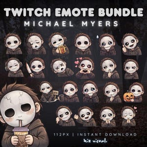Michael Myers Twitch Emote Bundle – Kawaii Horror Streamer Pack (Digital Download)