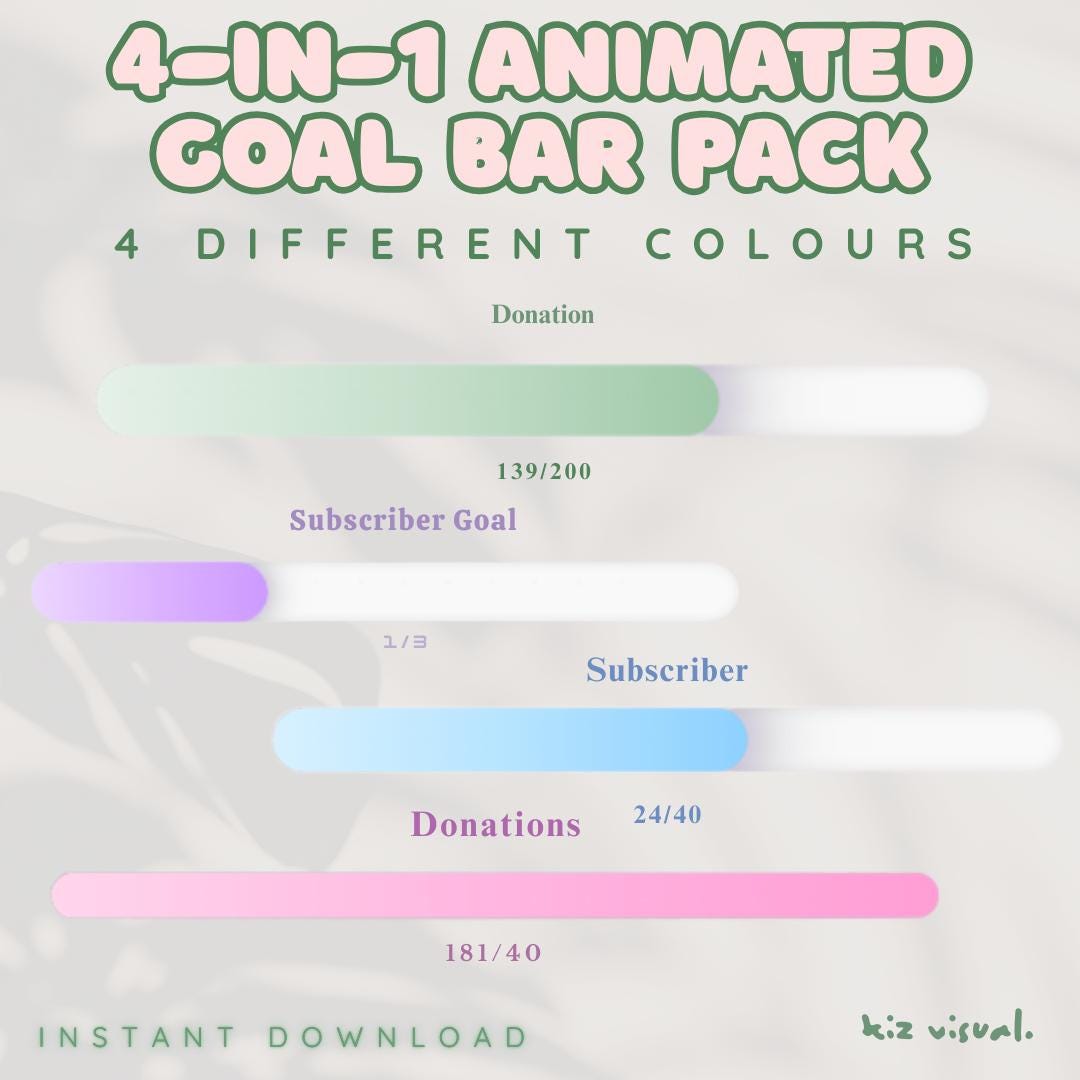 Animated Goal Bars Pack | Lofi Pastel Twitch Overlay (digital Download ...