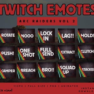 Arc Raiders Animated Twitch Emotes Vol 2 | Metallic FPS Stream Icons ...