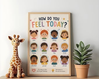 Emotions Poster for Kids | Feelings Chart, Mental Health, Classroom Decor (Digital Download)