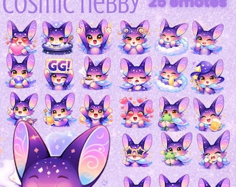 Cosmic Nebby Emotes Pack – Kawaii Galaxy Twitch, Discord Streamer Bundle (Digital Download)