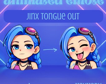 Animated Jinx Tongue Out Emote | Chibi Pink Glow Twitch Animation (Digital Download)