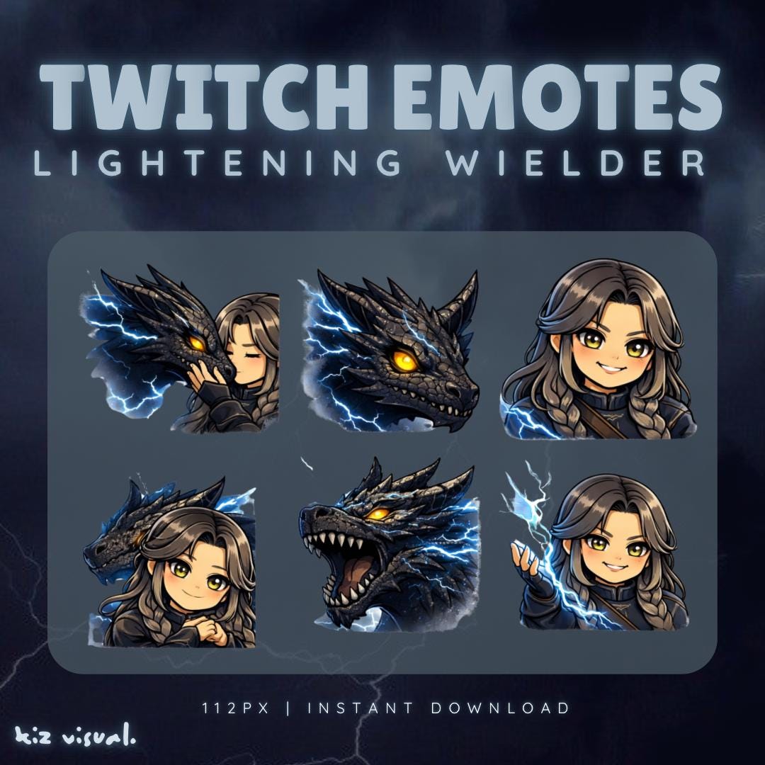 Lightning Wielder Twitch Emotes | Dragon Rider Fantasy Streamer PNG ...