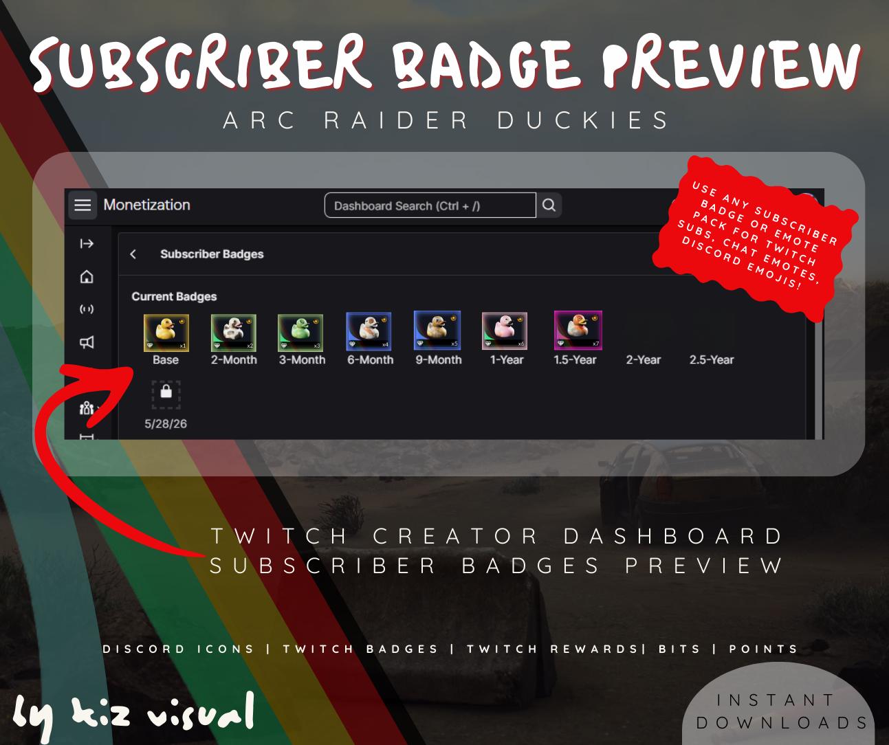 Sub/dom Icon Arc Raider Duck Twitch Sub Badges | 7-tier Streamer Icons (digital ...