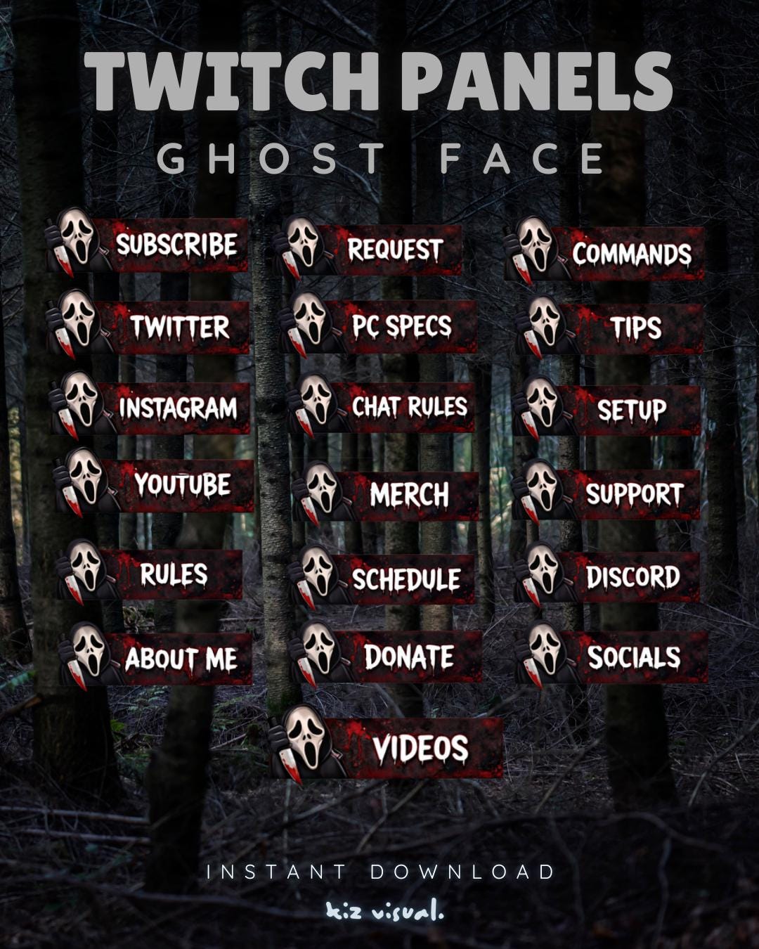 Horror Mask Twitch Panels | Horror Stream Overlay (digital Download) - Etsy