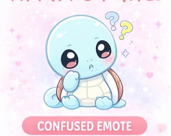 Thinking Turtle Emote | Kawaii Chibi Confused Twitch & Discord PNG (Instant Download)