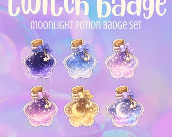 Moonlight Potion Twitch Sub Badges – Celestial Badge Progression (Digital Download)
