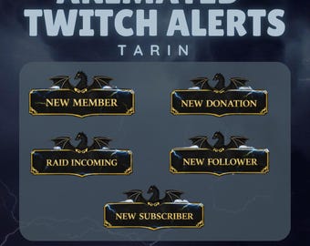 Dragon Twitch Alerts Animated | Fantasy Stream Overlay Alerts | New Follower, Subscriber, Raid, Donation
