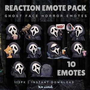 Ghost Face Streamer Emote Pack | Horror, Spooky, Reactions (Digital Download)