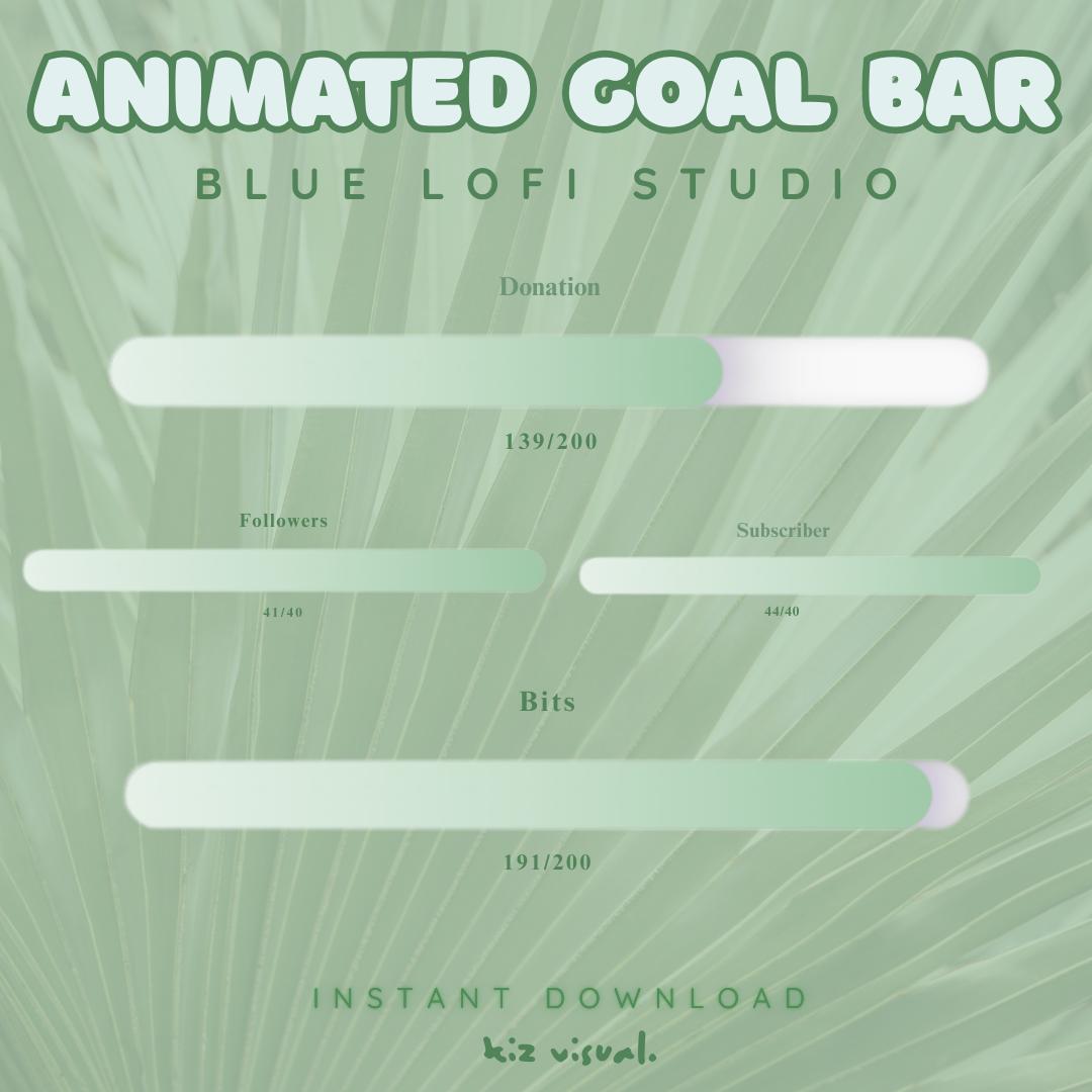 Sage Green Lofi Animated Goal Bars | Twitch Follower Sub Donation Bits ...