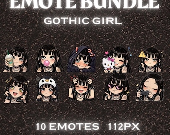 Gothic Girl Emotes Bundle | 10 E-Girl Streamer Pack (Digital Download)