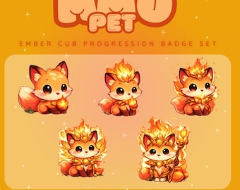 Ember Cub Progression Badge Set – Fire Fox Evolution Stream Alerts (Digital Download)