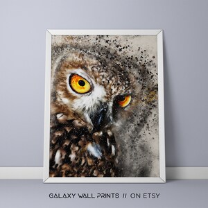 Owl Watercolour, Large Animal Prints, Animal Wall Art, Large Abstract Decor, Bird, Wildlife, Printable Digital Download