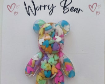 Worry Bear Key Ring, Pocket Hug, anxiety bear, gift for child, school bag, anxiety aid