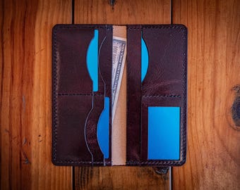 Handmade Wine Leather Wallet – Large Billfold Wallet | Veg‑Tanned Leather | Men’s & Women’s EDC | Gift for Him