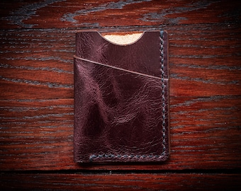 Minimalist Vegetable Tanned Leather Card Wallet, Slim Front Pocket Holder