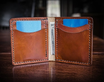 Full Grain Leather Minimalist Card Wallet – Slim Handcrafted EDC Wallet, Leather Card Holder, Men’s & Women’s Everyday Carry Gift