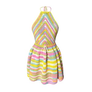 CROCHET PATTERN: Ice Cream Dream A-Line Fit and Flare  Halter Cocktail Dress|  Easy Pattern For Advanced Beginners| Size XS-6X| Download