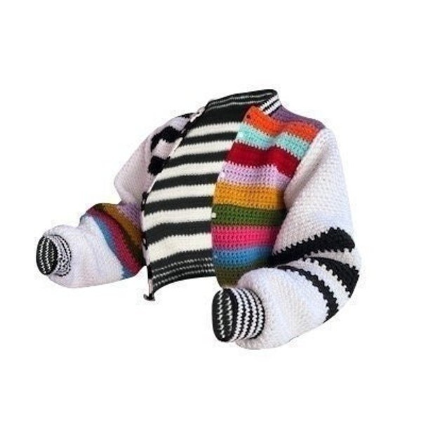 CROCHET PATTERN: Cute Bomber Striped Varsity Crochet Cardigan Sweater Jacket Pattern For Beginners| Size Inclusive XS-6X| Instant Download