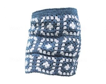 PATRÓN DE GANCHILLO: Patrón de falda cuadrada de abuela para festival para mujer/ Cintura elástica/ Fácil para principiantes/ Tallas incluidas XS-6X/ Descarga instantánea