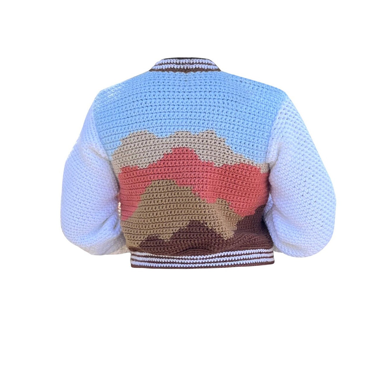 CROCHET PATTERN: Landscape Varsity Tapestry Crochet Cardigan