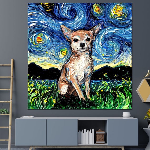 Dog Print Starry Night Starry Night Dog Artwork Starry Night Etsy