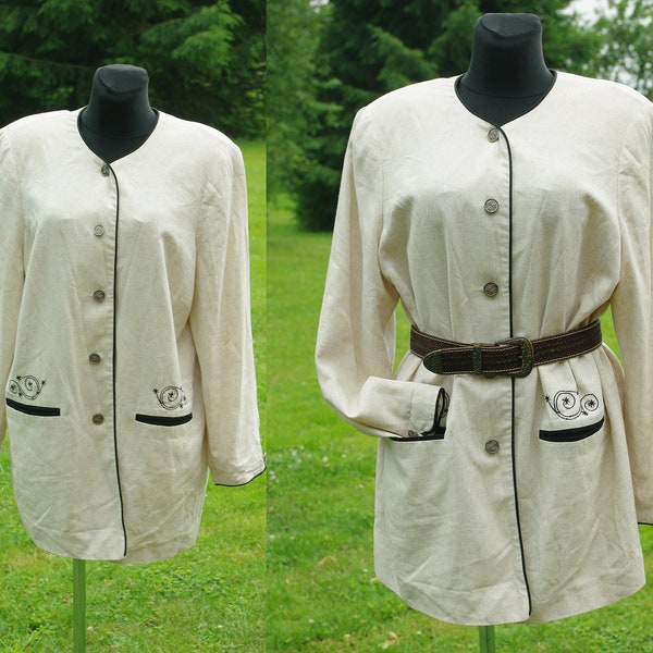 46 Siz Vintage Beller Tracht Jacket Dirndl Jacket,cream loden jacket traditional blazer Traditional Austrian Dirndl Loden Dirndl Jacket