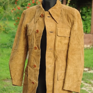 S size/Unisex suede jacket Brown Suede Leather Blazer Western Boxy Fit Rodeo Coat Brown Outerwear Vintage Brown unisex Suede Leather Blazer