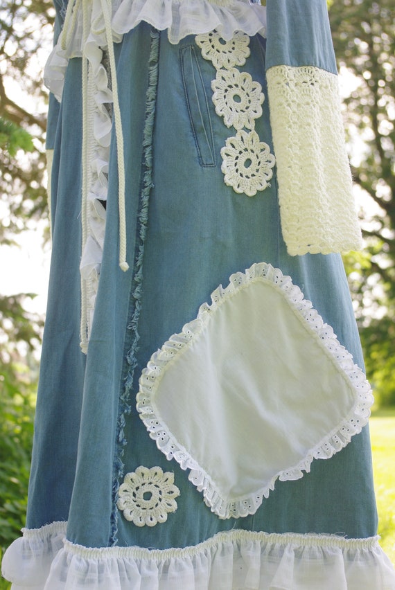 Denim Boho romantic Patchwork coat/Patchwork long… - image 9